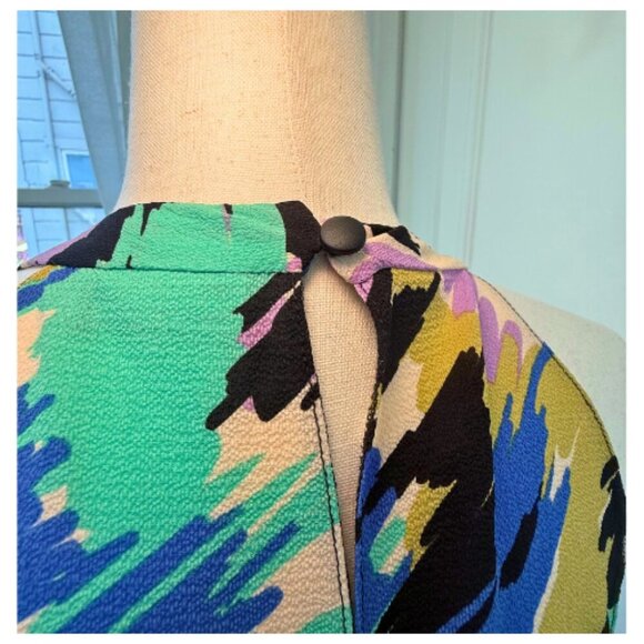 ASOS Halter Neck Cut Out Midi Dress in Bright Multi-Colored Sketch Print Size 10 - Picture 7 of 9